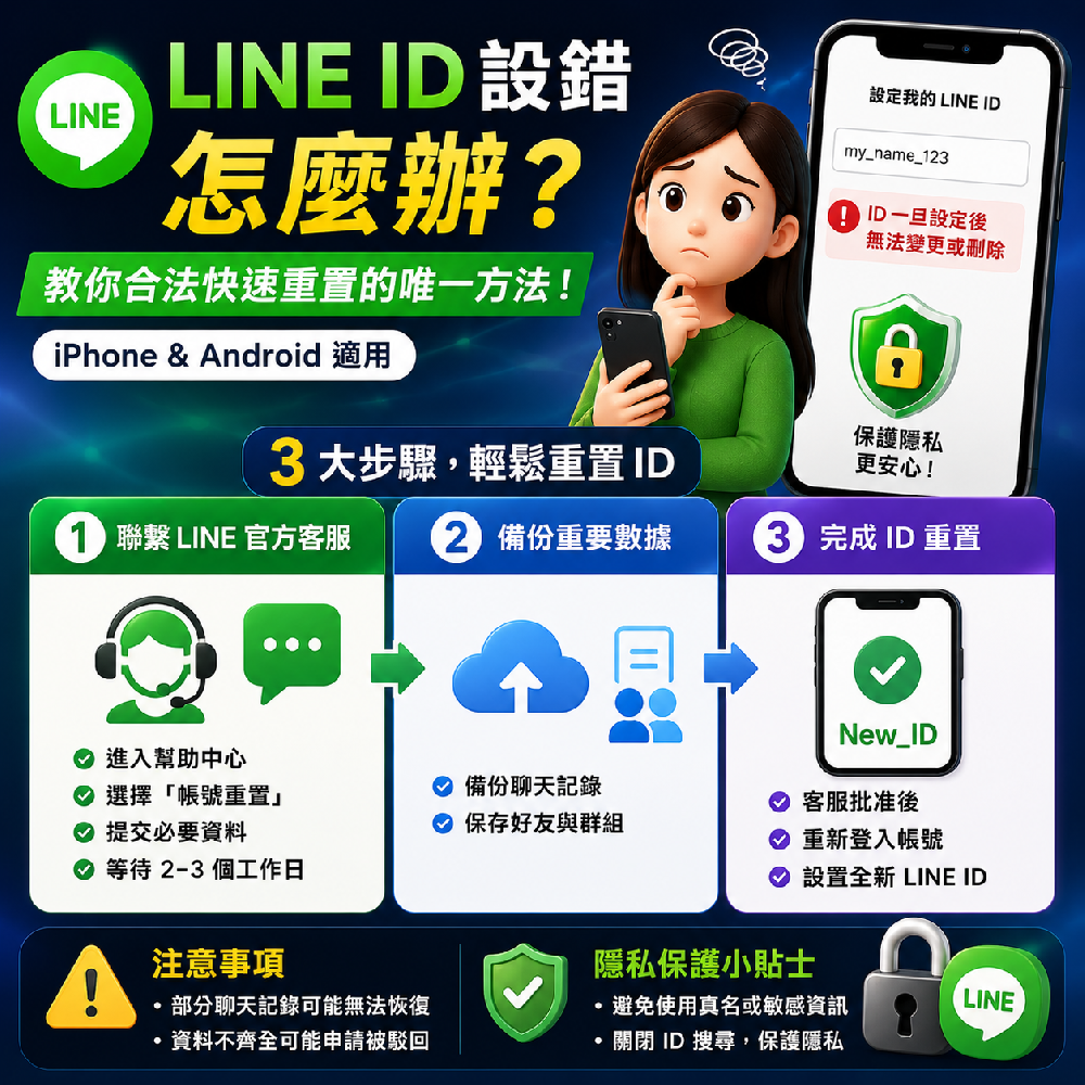 LINE ID 設錯怎麼辦？不能修改時的官方規則、隱私設定與安全補救方式